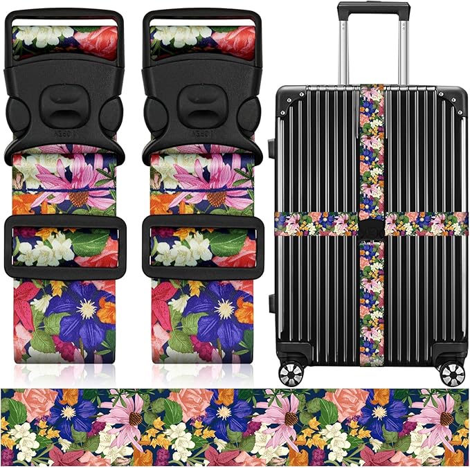 2 Pack Luggage Straps for Suitcases, Adjustable Travel Belt by ZHOMA