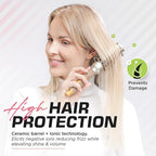 Fagaci Small Round Brush for Blow Drying with Natural Boar Bristle, Hair Styling, Drying, Healthy Hair and Add Volume, Ceramic Gold, Hair Brush + 4 Styling Clips