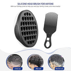 Silicone Curl Brush,Africa Comb,Magic Curly Hair Brush Twist Hair,Afro Pick,Men Women Boys Girls Wave Curler Tool,1 Set Black