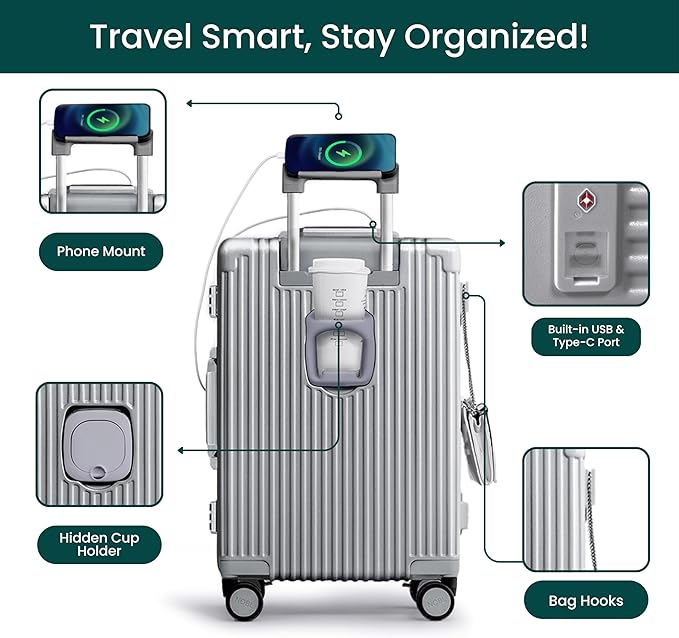 Nobl Travel Carry On Luggage, Noble Zipperless Aluminum Frame PC Hard Shell - Image 3
