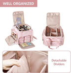 Rolling Makeup Case with 4 Removable Bags, Professional Makeup Train Case with Wheels, Makeup Artist Travel Bag with Brushes Storage Section, Pink (Patent Design)