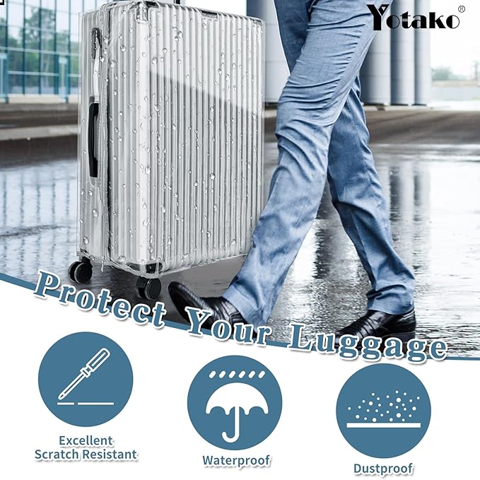 Yotako Upgraded Zippered Clear PVC Suitcase Cover, 20 Inch Luggage Covers - Image 7