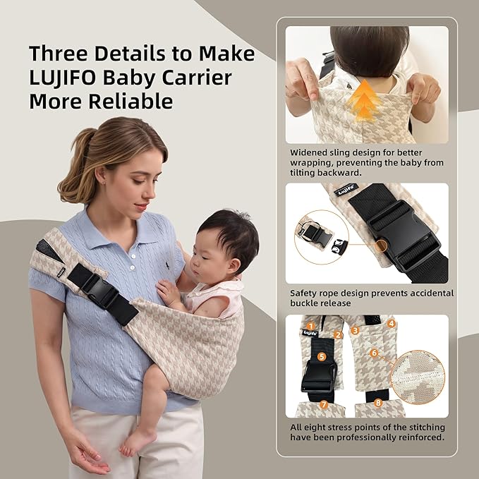 Baby Sling Carrier Newborn to Toddler, 2025 Upgraded Houndstooth Baby Sling - Image 5
