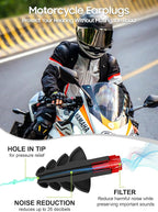 Motorcycle Ear Plugs, 2 Pairs Reusable Silicone, 26dB Wind Noise Reduction & - Image 2