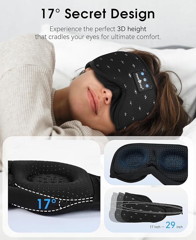 MUSICOZY Sleep Headphones Breathable Sleep Mask Bluetooth 5.4 Wireless - Image 5
