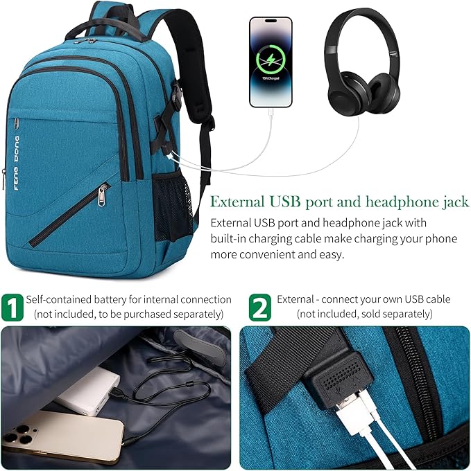 FENGDONG 17.3 inch Large Laptop Backpack Durable Waterproof Travel College - Image 5