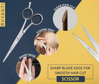 Ruvanti Hair Cutting Scissors - Professional Barber Shears For Salon & Home Use, Sharp Durable Stainless Steel Blades, Comfortable Grip Handles, Includes Case - Tijeras De Peluquería Profesional