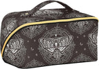 Makeup Organizer Bag, Skull Butterfly Black Travel Makeup Bags Makeup Vanity Case Large Capacity Rhombus Cosmetic Toiletry Bag for Girl Women Ladies