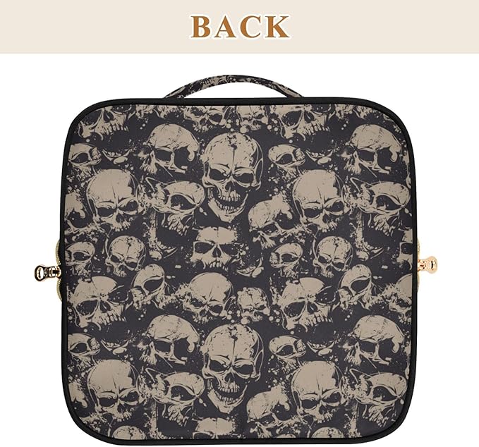 Makeup Organizer Bag, Grunge Skulls Travel Makeup Bags Makeup Vanity Case Large Capacity Rhombus Cosmetic Toiletry Bag for Girl Women Ladies