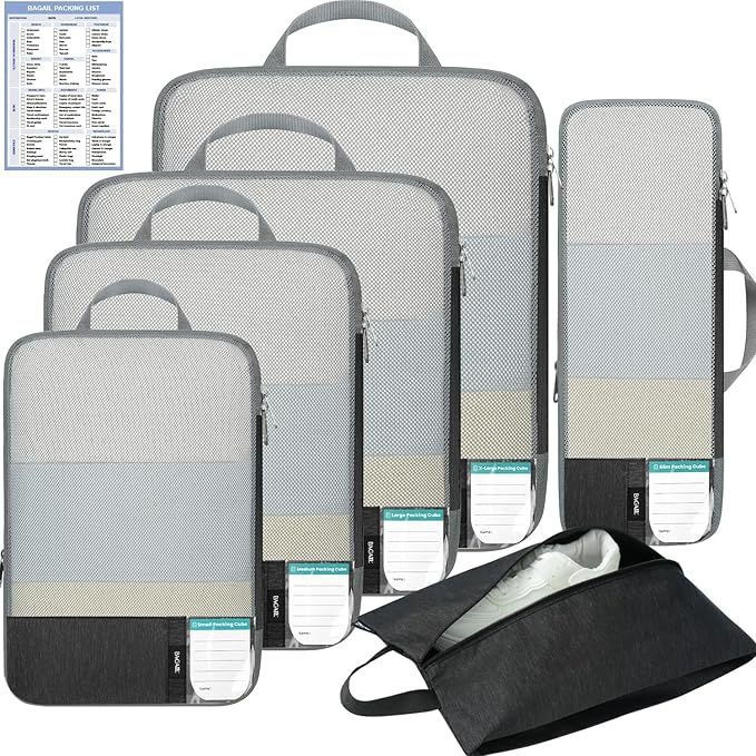 BAGAIL 6 Set/4 Set Lightweight Compression Packing Cubes by BAGAIL
