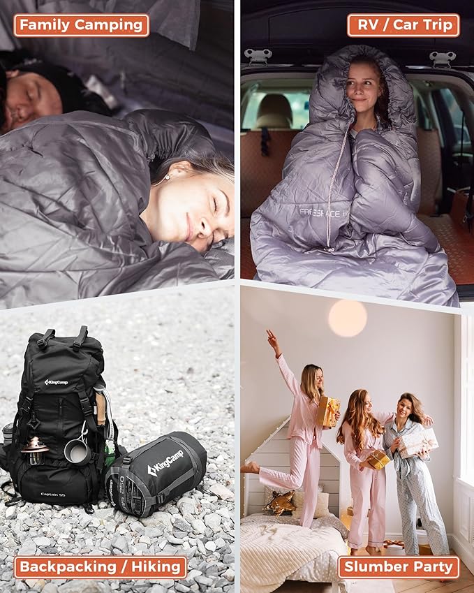 KingCamp Sleeping Bag for Adults, Cold Weather & Warm Extra Wide Big & Tall XL - Image 8