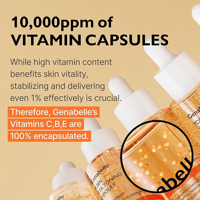 PDRN Vita Toning Ampoule JUMBO SIZE - Lightweight Glass Skin & Toning Ampoule with Vitamin B, C, E, PDRN, Serum for Blemishes, Fine Lines and Rough Skin Texture, 2.36 fl oz