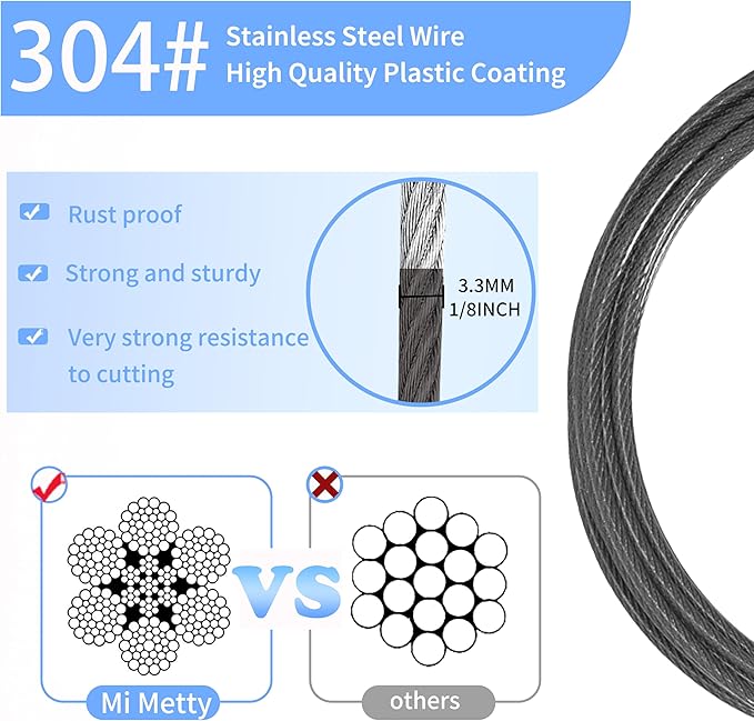 3.3mm Outdoor Travel Stainless Steel Security Cable-10ft Luggage Lock Safety - Image 2