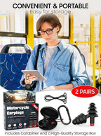 Motorcycle Ear Plugs, 2 Pairs Reusable Silicone, 26dB Wind Noise Reduction & - Image 6