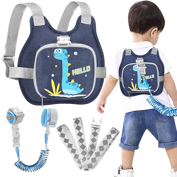 Accmor Toddler Harness Leash+ Reflective Anti Lost Wrist Link, Cute Dinosaur by Accmor