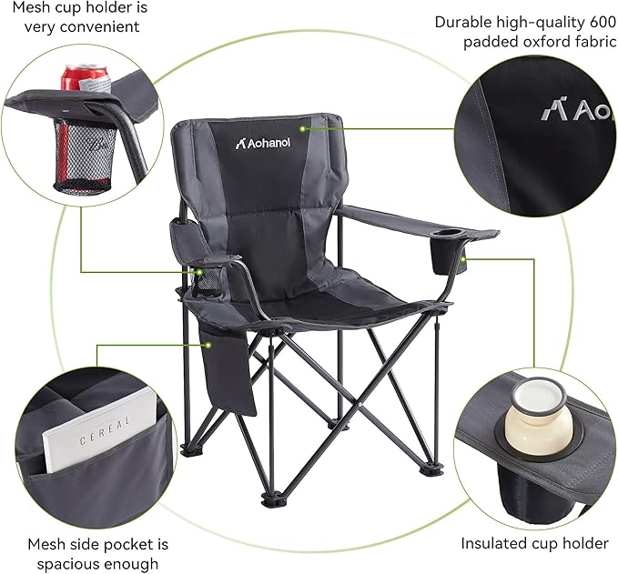 Oversized XL Camping Chairs for Adults, Padded Folding Camp Chair - Image 5
