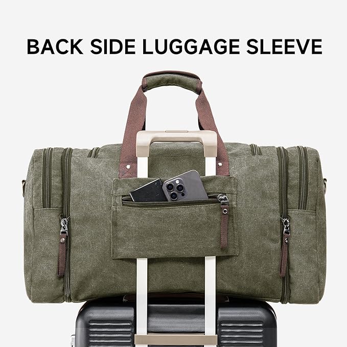 Canvas Expandable Duffle Bag for Men Traveling, Luggage Travel Bag Weekender - Image 4