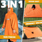 ANYOO Hooded Rain Poncho for Adults Waterproof Lightweight Rain Coat for Men - Image 7