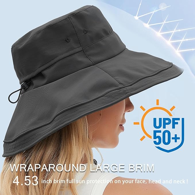 Sun Hats for Women Men UV Protection Wide Brim Bucket Hat - Image 2