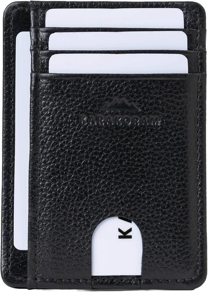 KARAKORAM Vertical Handcrafted Premium Leather Front Pocket Credit Card Holder by KARAKORAM