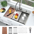 33x19 Drop In Kitchen Sink Workstation-Bokaiya Stainless Steel Kitchen Sinks by Bokaiya
