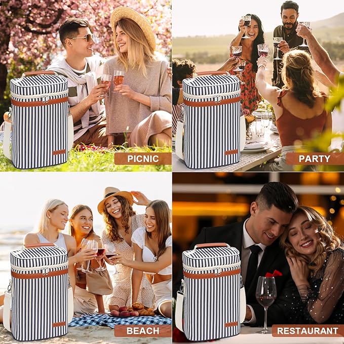 2 Bottle Wine Bag Wine Cooler Carrier Wine Gift Tote Bag, Leakproof & Insulated - Image 7