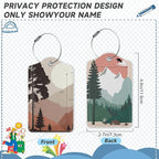2 Pack Luggage Tag for Suitcase, Landscape Pine Trees Mountains Leather Bag - Image 2