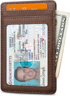 Buffway Mens Slim Wallet, Minimalist Thin Front Pocket Leather Credit Card - Image 2