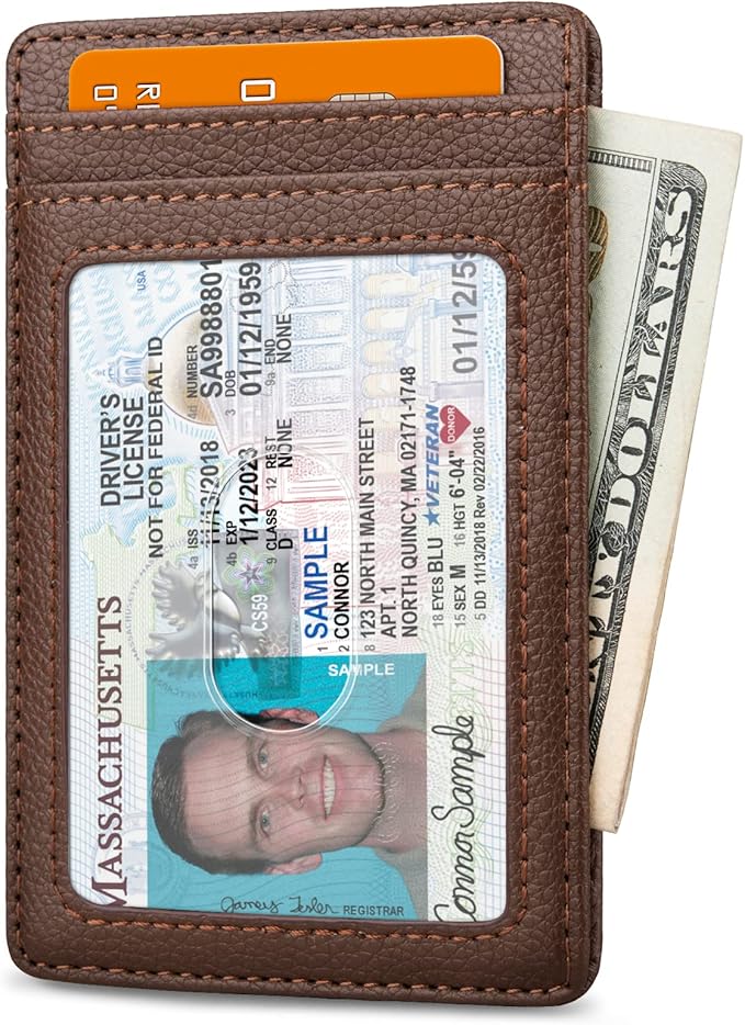 Buffway Mens Slim Wallet, Minimalist Thin Front Pocket Leather Credit Card - Image 2
