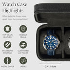 TAWBURY 3 Watch Case for Men – Luxury Leather Watch Travel Case for Men | Black - Image 6