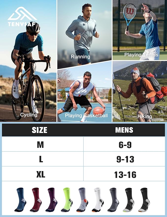 Men's Compression Running Socks: Coolmax Athletic Crew Socks Moisture Wicking - Image 6