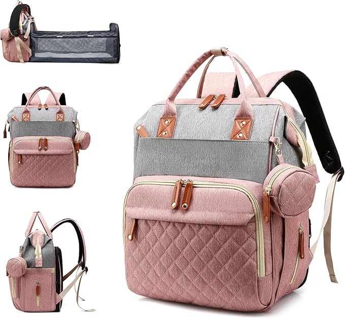 Diaper Bag with Changing Station, Waterproof 3 in 1 Baby Diaper Backpack with by Lamroro