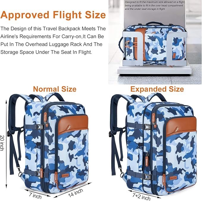 Travel Backpack 42L Carry on Backpack Flight Approved Expandable Travel - Image 2