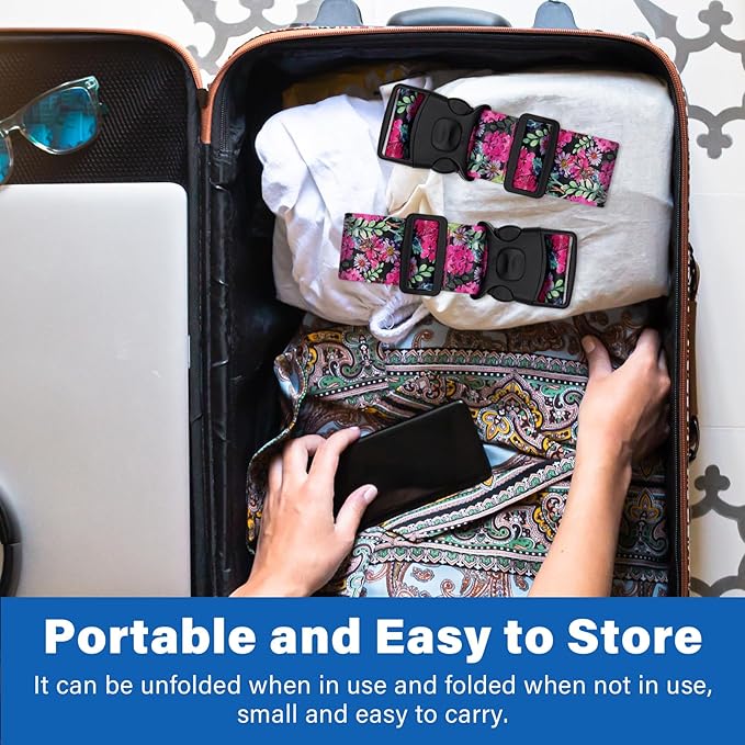 2 Pack Luggage Straps for Suitcases, Adjustable Travel Belt - Image 6