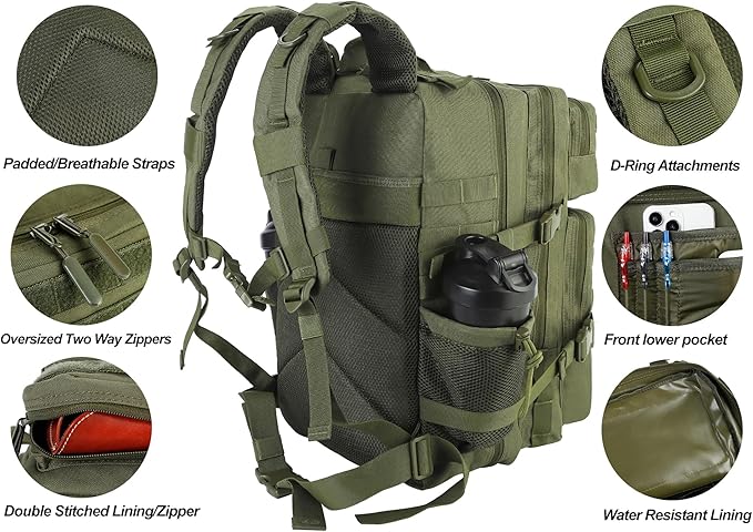 LHI Military Tactical Backpack for Men and Women 45L Army 3 Days Assault Pack - Image 6