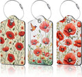 3 PCS Red Poppy Flower Luggage Tags, Suitcase Tags Privacy Cover ID Label by Unknown