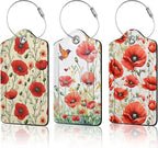 3 PCS Red Poppy Flower Luggage Tags, Suitcase Tags Privacy Cover ID Label by Unknown