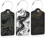 Abstract Line Art 3 Pack PU Leahter Luggage Tag by Losthll