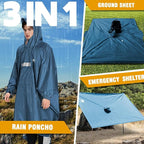 ANYOO Hooded Rain Poncho for Adults Waterproof Lightweight Rain Coat for Men - Image 7