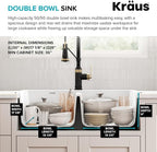 KRAUS Forteza 33-inch Granite Drop In/Undermount 50/50 Double Bowl White - Image 4