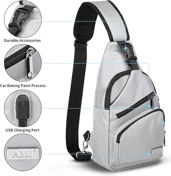 AMJ Crossbody Sling Bag Men Women, Casual Shoulder Backpack, Chest Daypack - Image 3