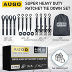 AUGO Heavy Duty Ratchet Straps & Soft Loops – Pack of 4 Extra Strong 1.5” by - Image 4