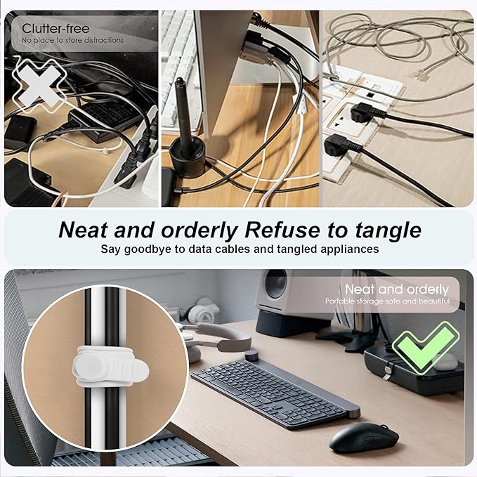 Nearockle 24Pcs Silicone Cable Straps Cord Organizer - Image 5
