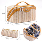 Travel Makeup Bag for Women: Large Capacity Open Flat Make up Bag Set of 3 - Image 2