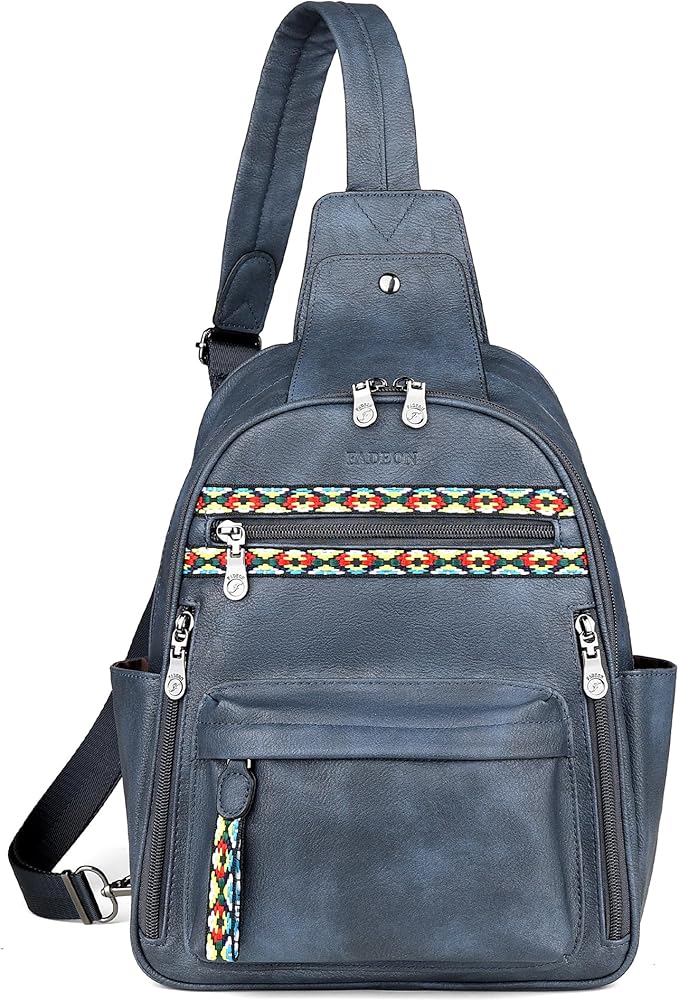 FADEON Large Sling Bag for Women, Leather Crossbody Purse Designer Anti Theft by FADEON