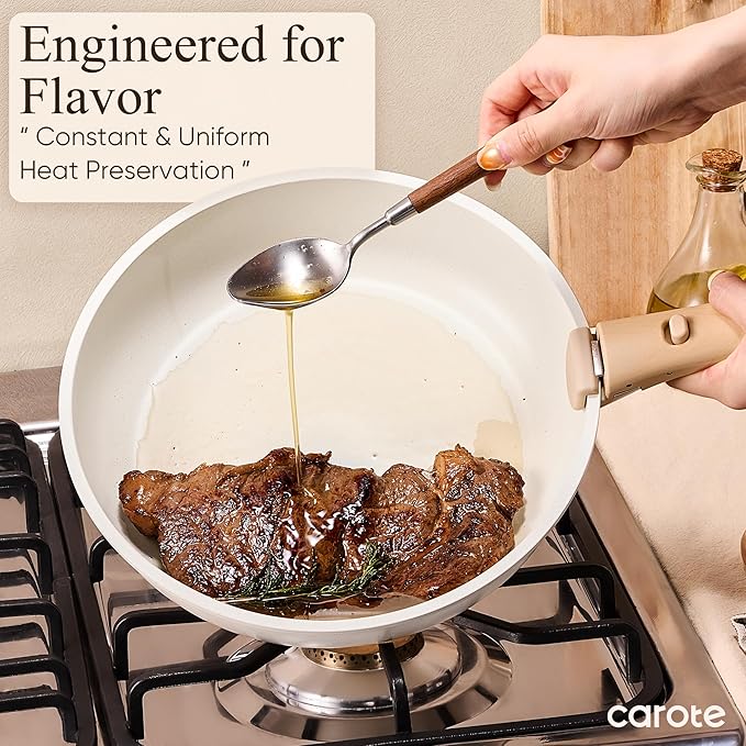 CAROTE 19pcs Pots and Pans Non Stick, Cookware Sets Detachable Handle, - Image 6