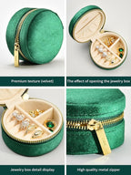 TAIMY Travel Jewelry Case, Small Round Velvet Travel Jewelry Box - Image 2