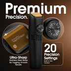 Vacutrim Cordless Mens Beard Trimmer, Rechargeable Electric Shaver with 20 Trim Setting Calibration Dial and Built-in Vacuum for Mustache, Sideburns. Facial Hair, Black, 7.5", As Seen On TV