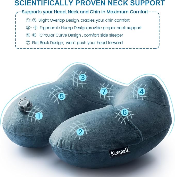 Inflatable Travel Neck Pillow for Airplane Sleeping Blow Up Neck Support Air - Image 5