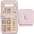 Vlando Travel Jewelry Case for Women Girls, L Initial Travel Jewelry Case by VLANDO
